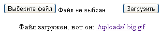 Вывод примера на загрузку файла в PHP